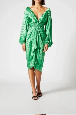 Scanlan Theodore Silk Spot Wrap Dress Green Size 10 for rent on The Volte - image 4