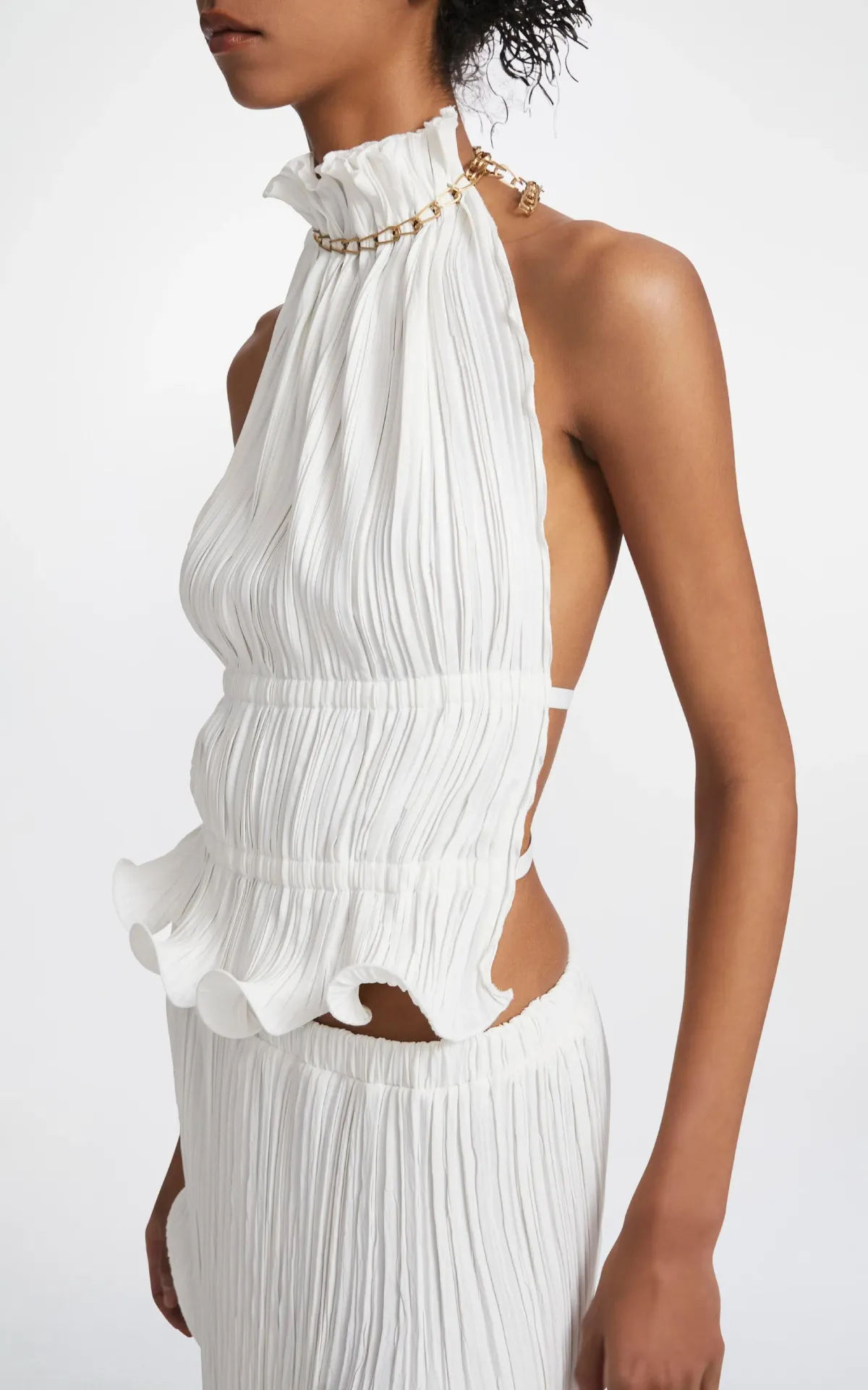 Dion Lee Chain Pleat Halter Top White Size 10 - Image 1