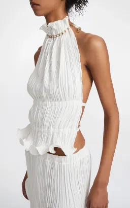 Dion Lee Chain Pleat Halter Top White Size 10 for rent on The Volte - image 1