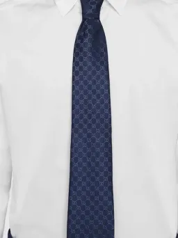 Gucci GG Pattern Silk Tie Navy One Size for rent on The Volte - image 2
