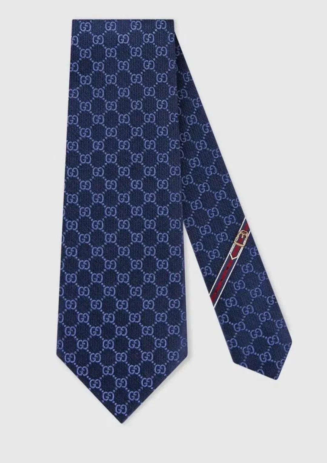 Gucci GG Pattern Silk Tie Navy One Size for rent on The Volte - main image
