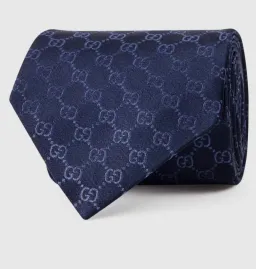 Gucci GG Pattern Silk Tie Navy One Size for rent on The Volte - image 3