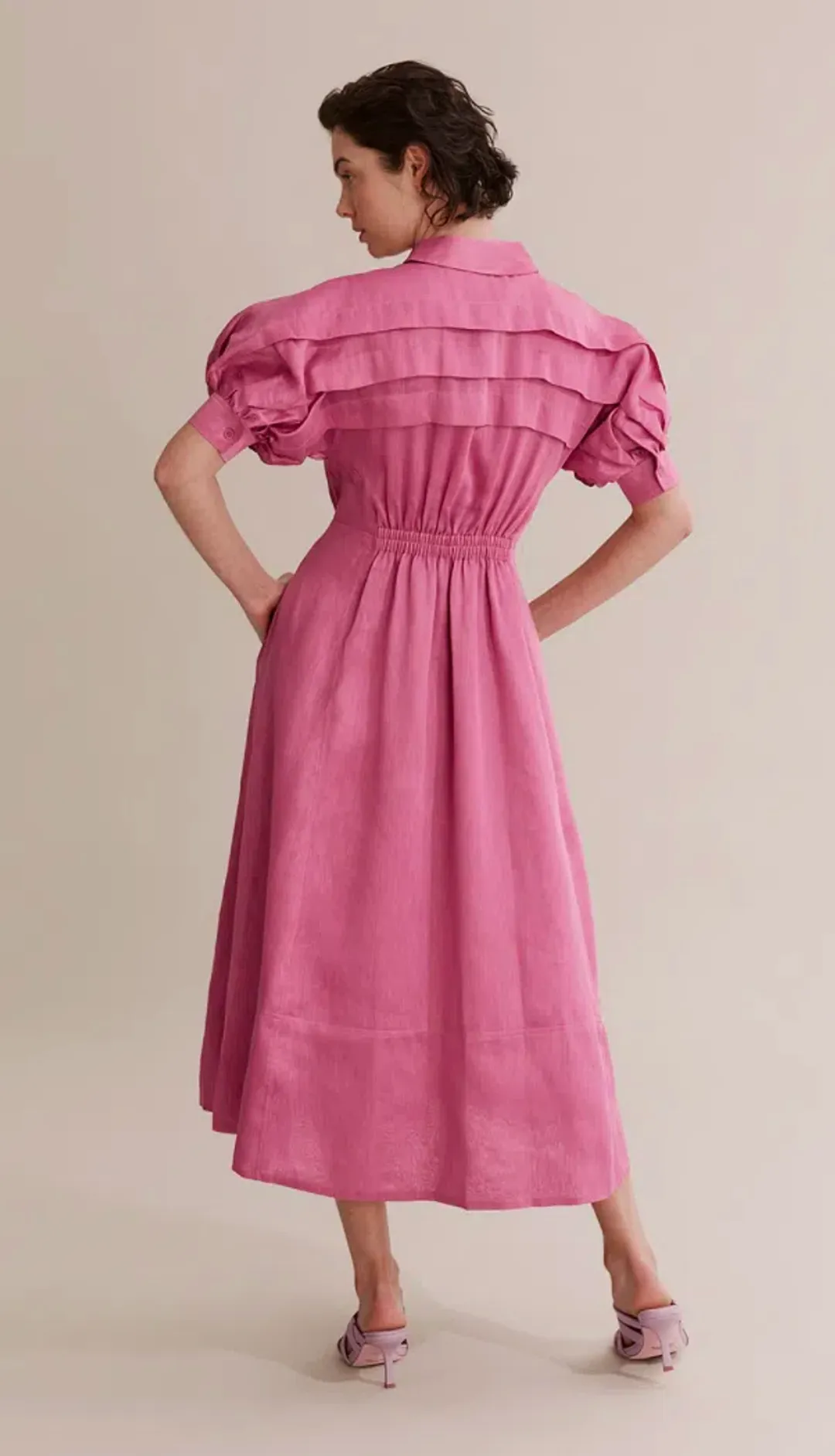 Country Road Pleat Detail Midi Dress Pink Size 6 for rent on The Volte - main image