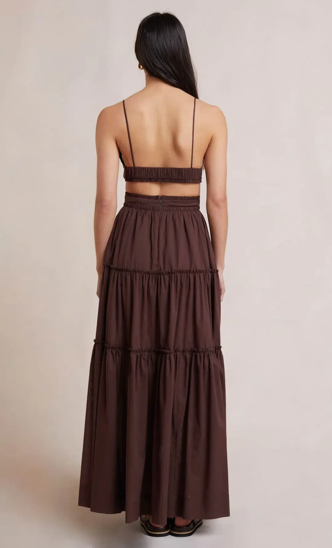 Bec & Bridge Carla V Maxi Dress Chocolate Brown Size AU 8 for rent on The Volte - main image