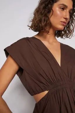 Scanlan Theodore Cotton Drawcord Dress Brown Size 10 for rent on The Volte - image 3