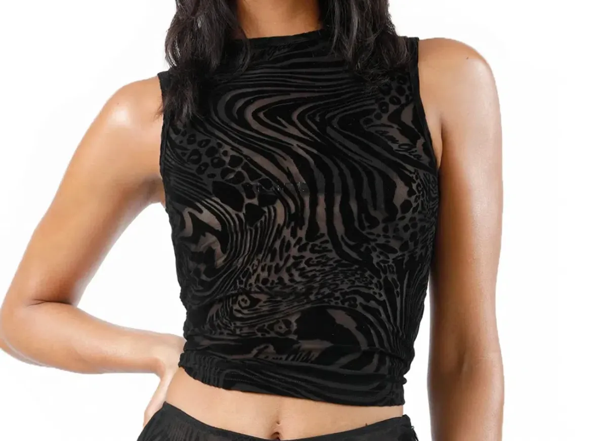 I.AM.GIA Amina Top Black Burnout Size S - Image 2