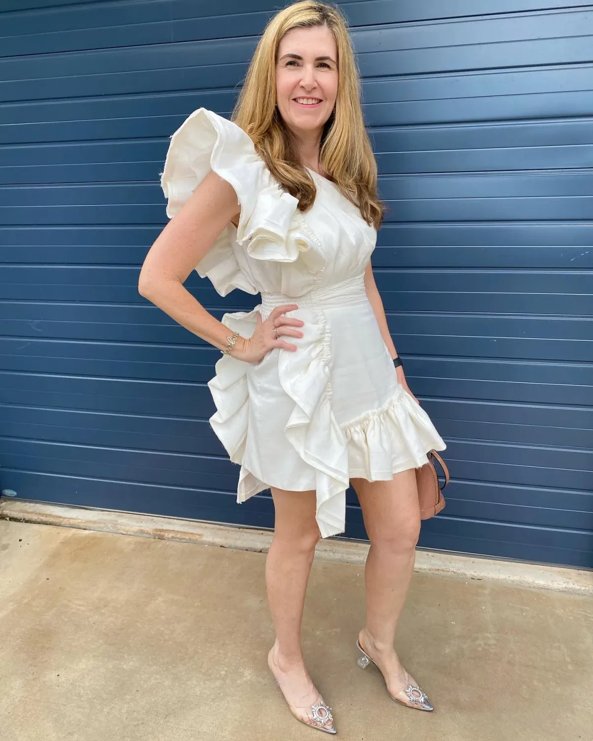 Aje White Bonjour Asymmetric Mini Dress White Size 14 - Image 4