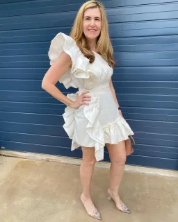 Aje White Bonjour Asymmetric Mini Dress White Size 14 for rent on The Volte - image 4