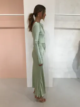 Bec & Bridge Crest Long-Sleeve Midi Dress - Peppermint Green - Size 10 for rent on The Volte - image 3