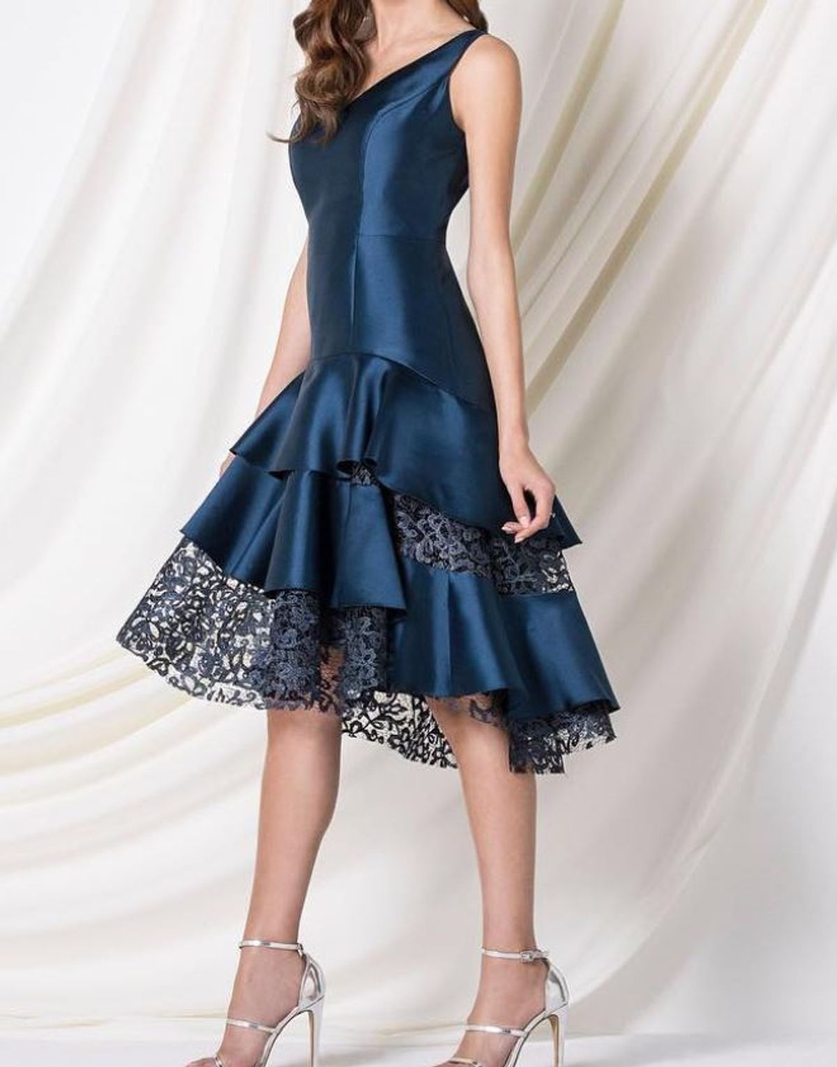 Petrol Twill Dress Anthea Crawford Formal Dress - Image 1