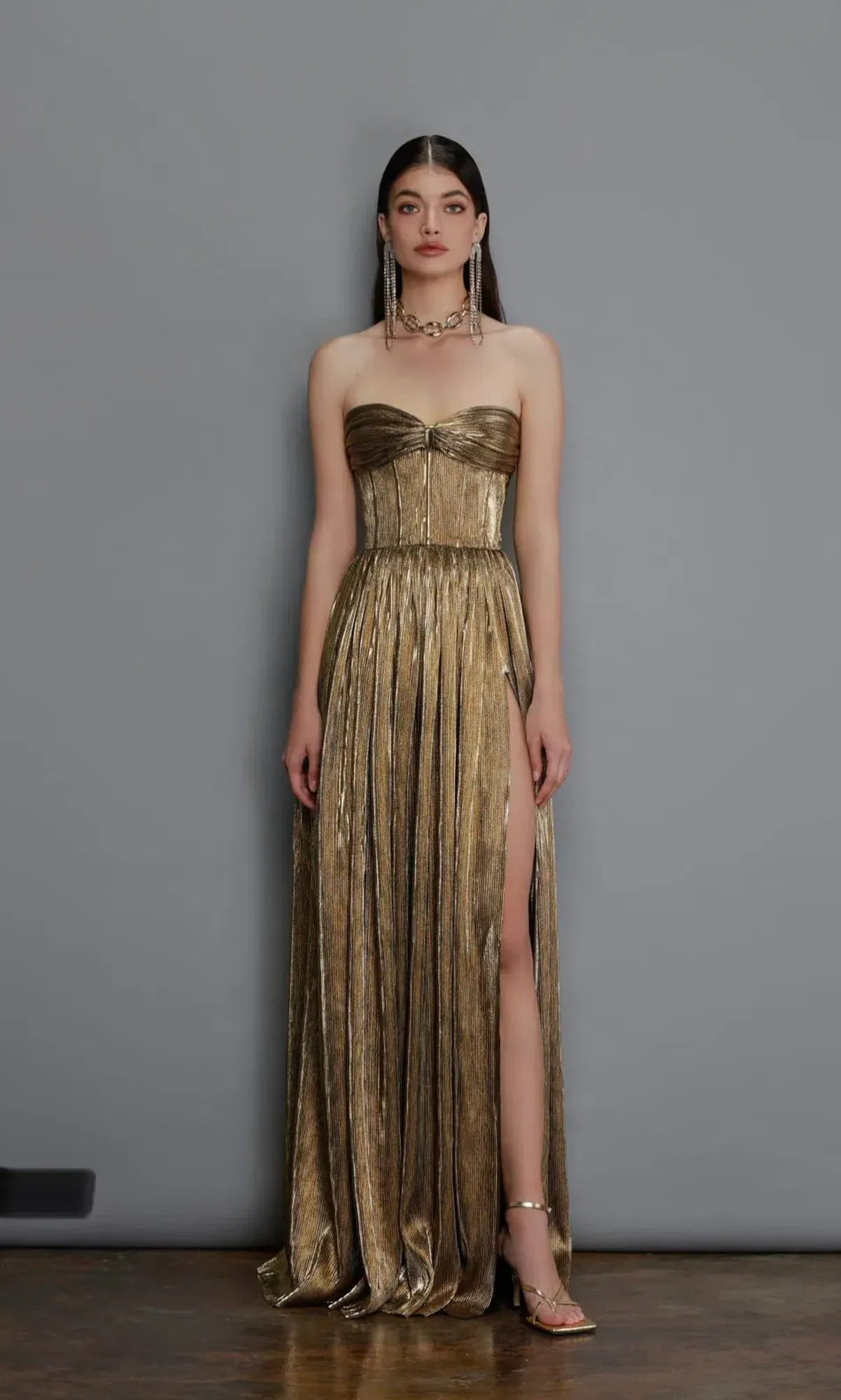 Bronx and Banco Florence Strapless Gown Gold Size M / AU 10 - Image 1
