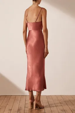 Shona Joy La Lune Bias Cowl Midi Slip Dress Pink Size 8 for rent on The Volte - image 3