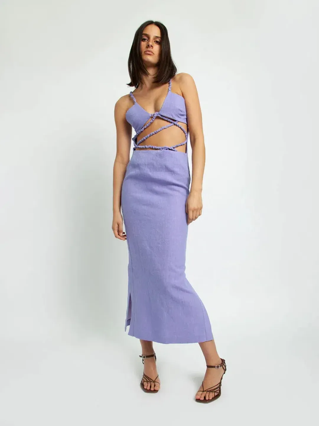 Christopher Esber Lattice Bra Dress Purple Size 6 for rent on The Volte - main image
