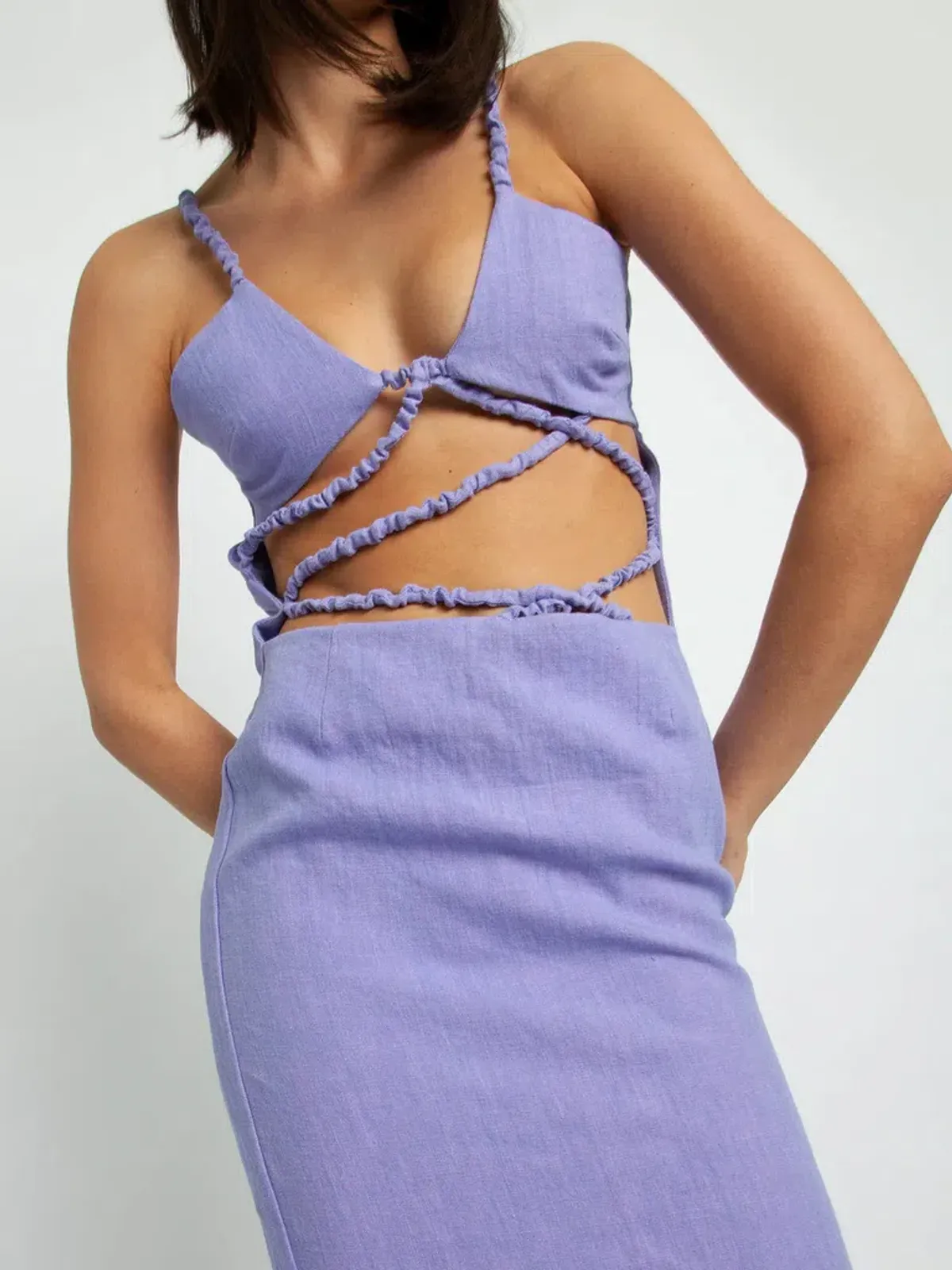 Christopher Esber Lattice Bra Dress Purple Size 6 - Image 4