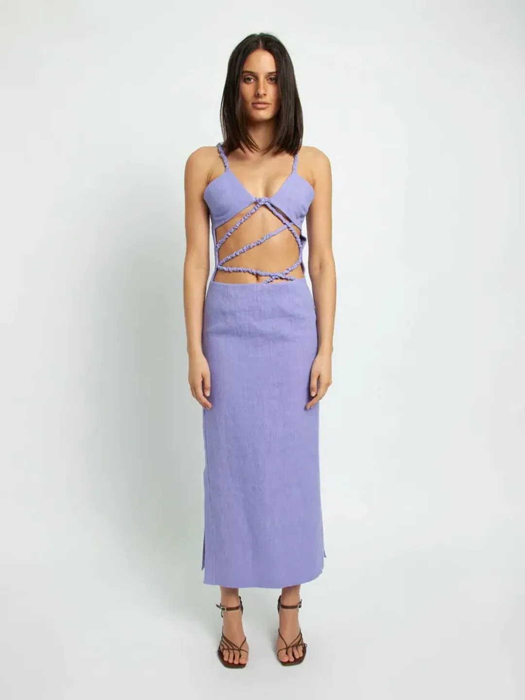 Christopher Esber Lattice Bra Dress Purple Size 6 for rent on The Volte - main image