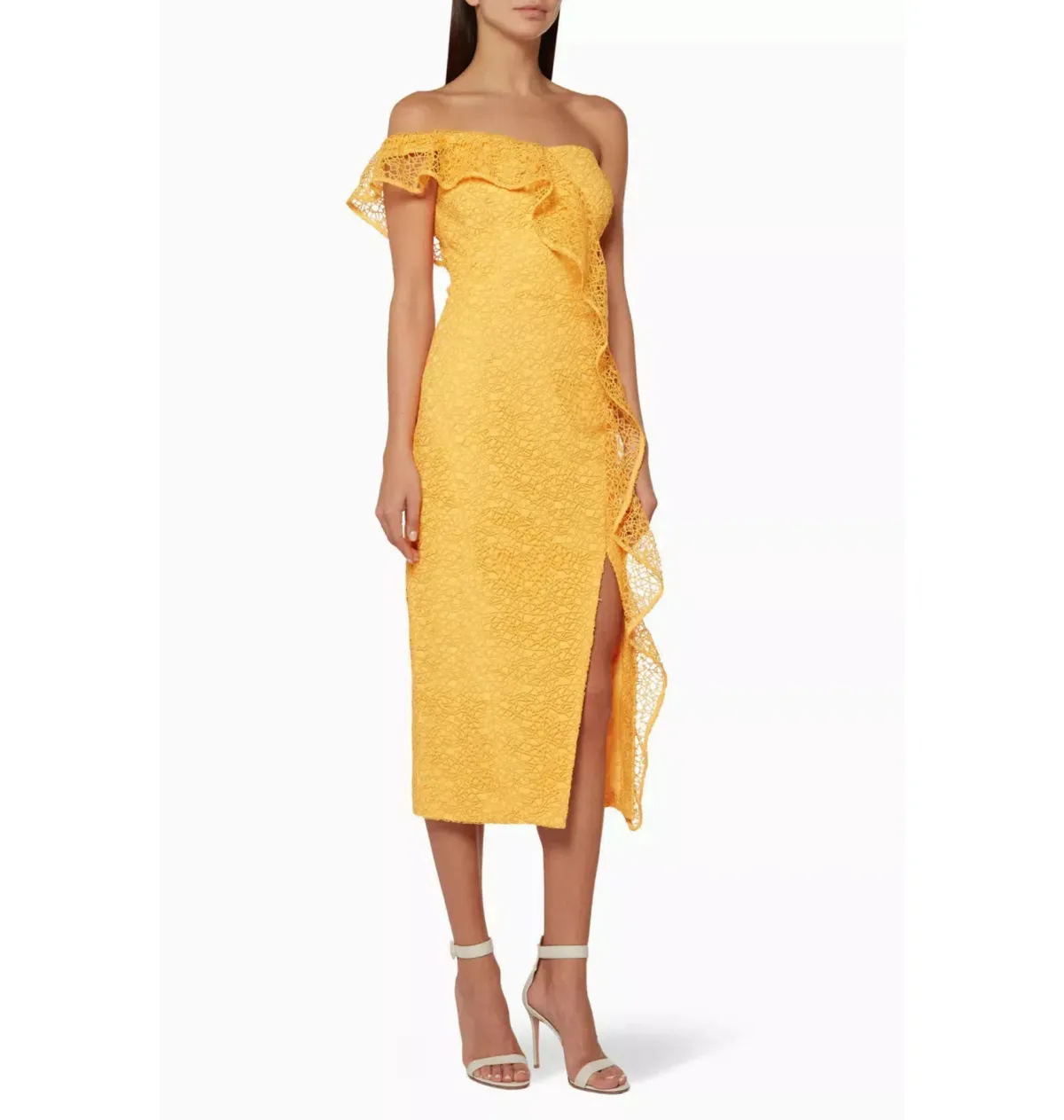 Rebecca Vallance Baha Strapless Midi Dress Yellow Size AU 10 - Image 1
