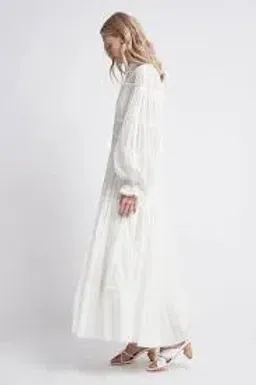 Aje Serenity Cutout Tiered Cotton Shirt Dress White Size 10 for rent on The Volte - image 2