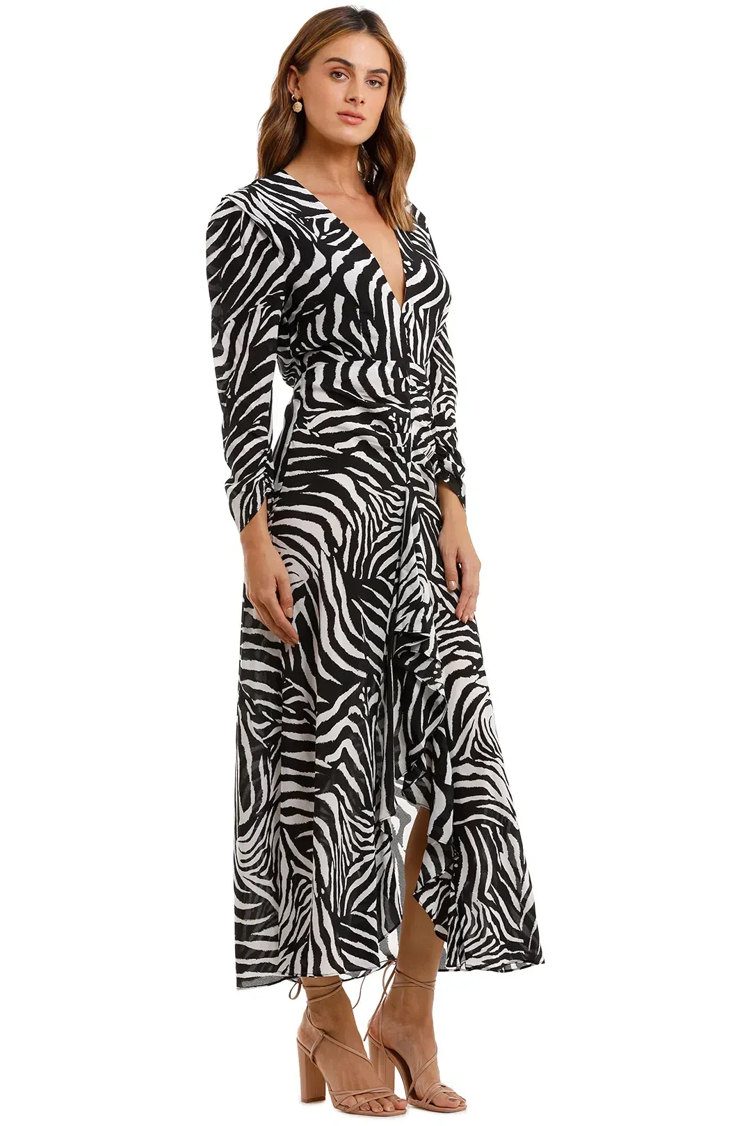 RIXO London Paloma Zebra Maxi Dress Print Size 12 for rent on The Volte - main image