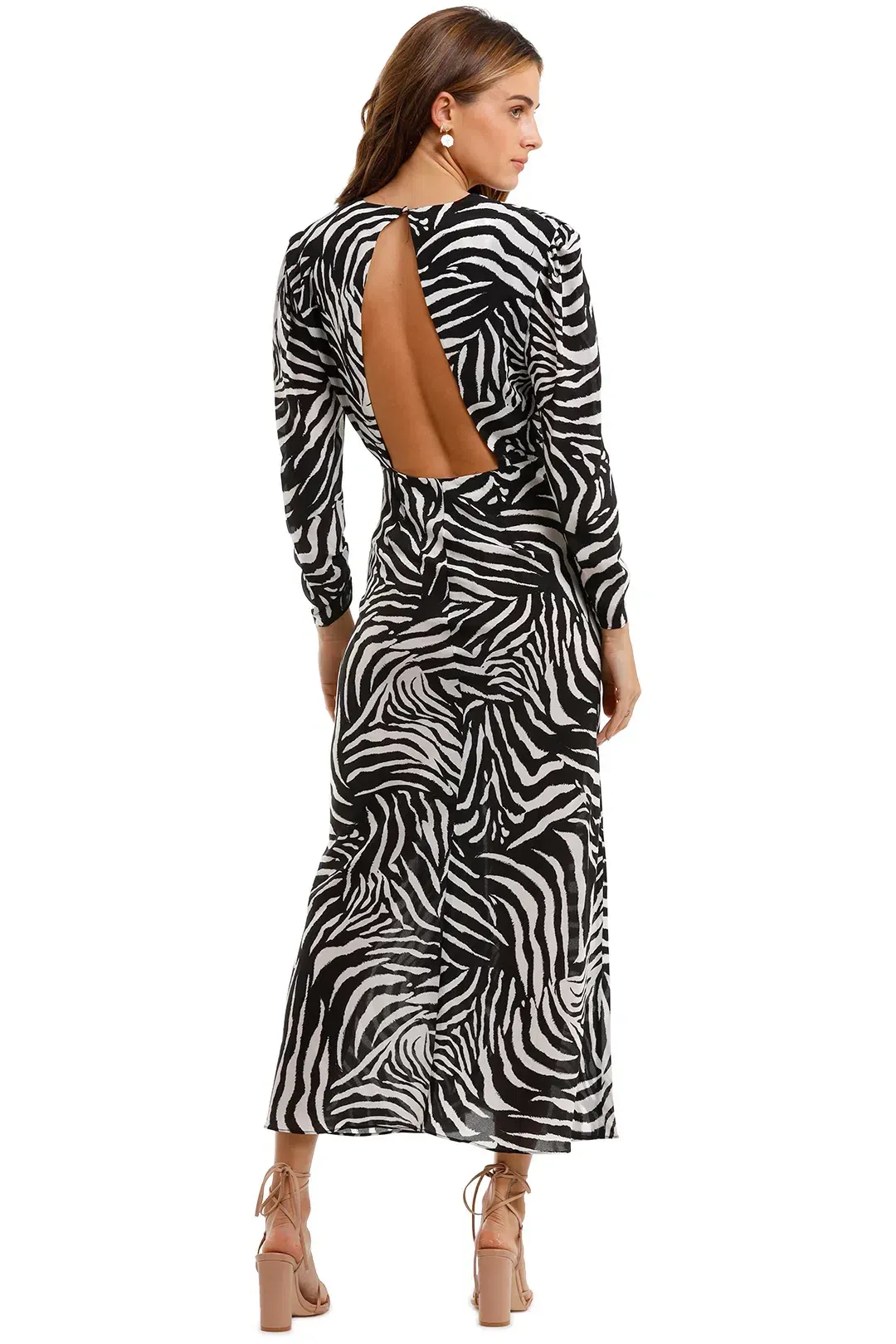 RIXO London Paloma Zebra Maxi Dress Print Size 12 for rent on The Volte - main image