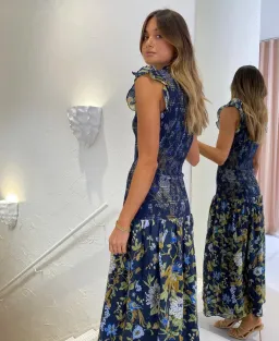 Sir the Label Diana Smocked Midi Dress Print Size 6 for rent on The Volte - image 3