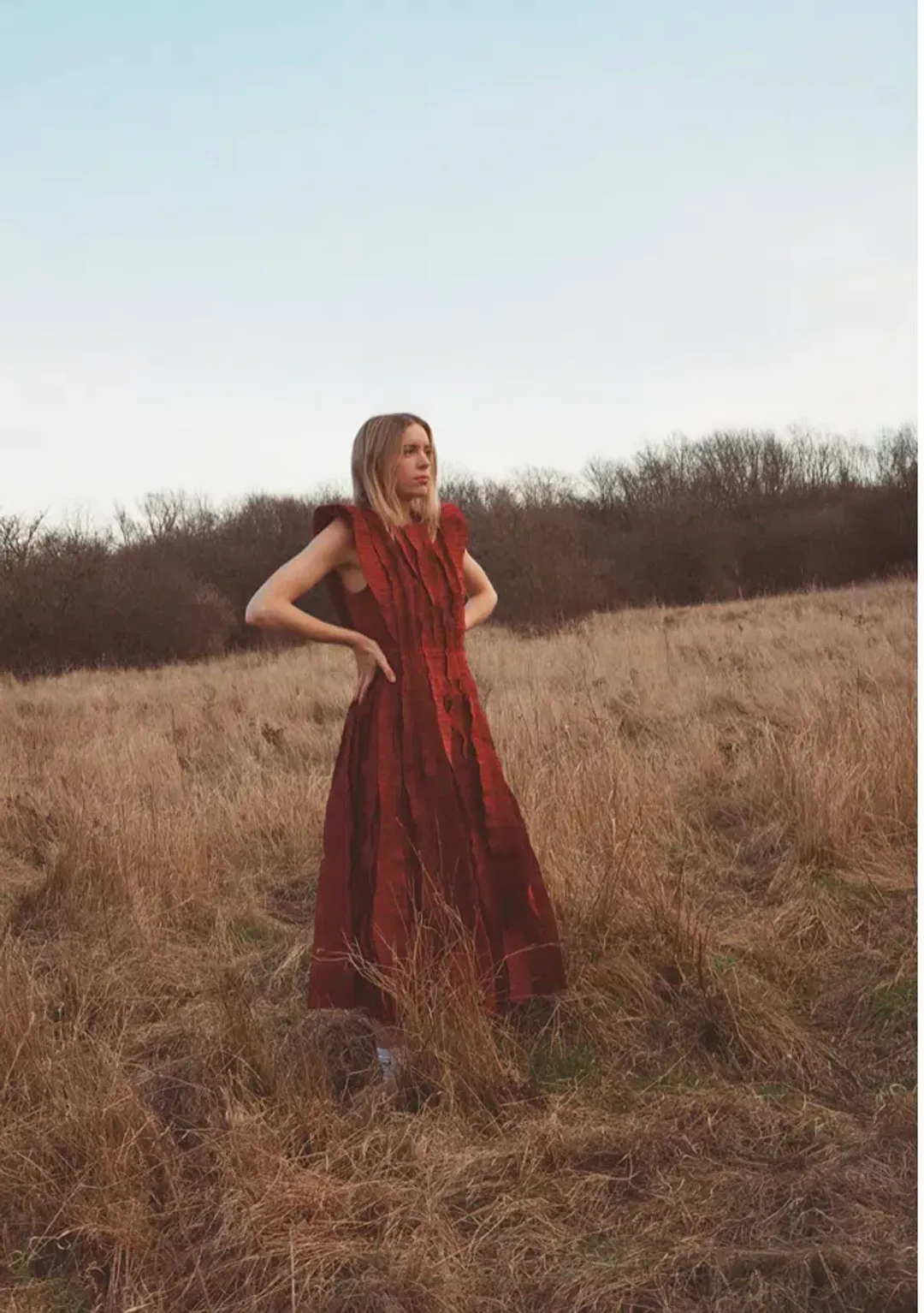 Aje Hybrid Midi Dress Burgundy Size 8 for rent on The Volte - main image