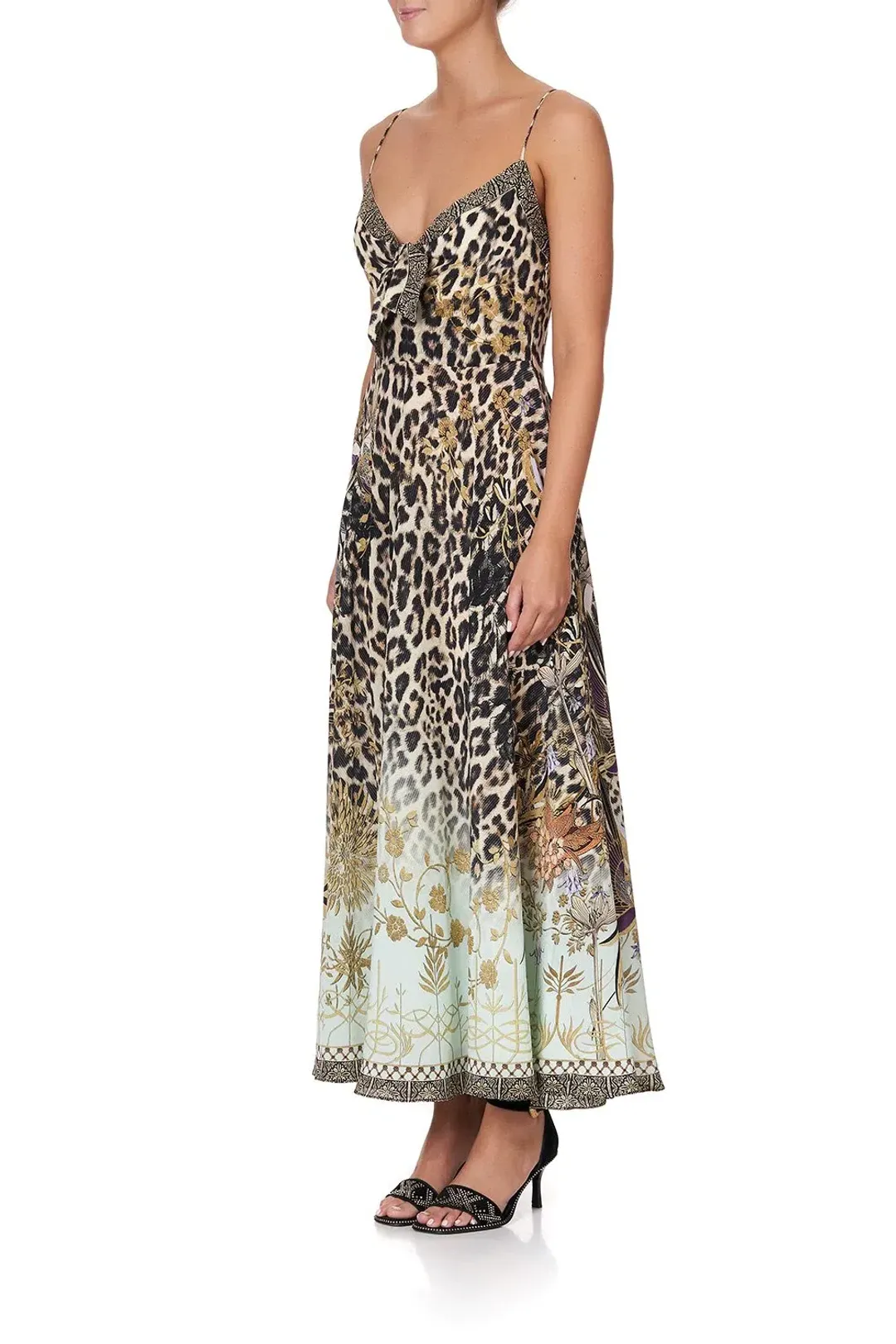 Camilla Long Dress With Tie Front Nomadic Nymph Print Size S for rent on The Volte - main image