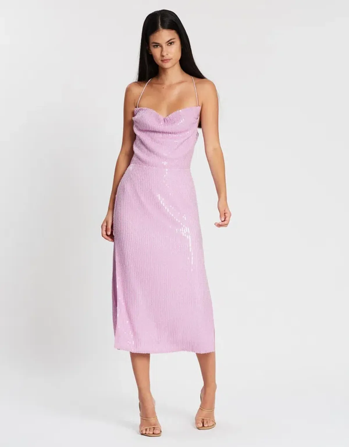 Misha Devon Dress in Lilac Sequin Size 8 for rent on The Volte - main image