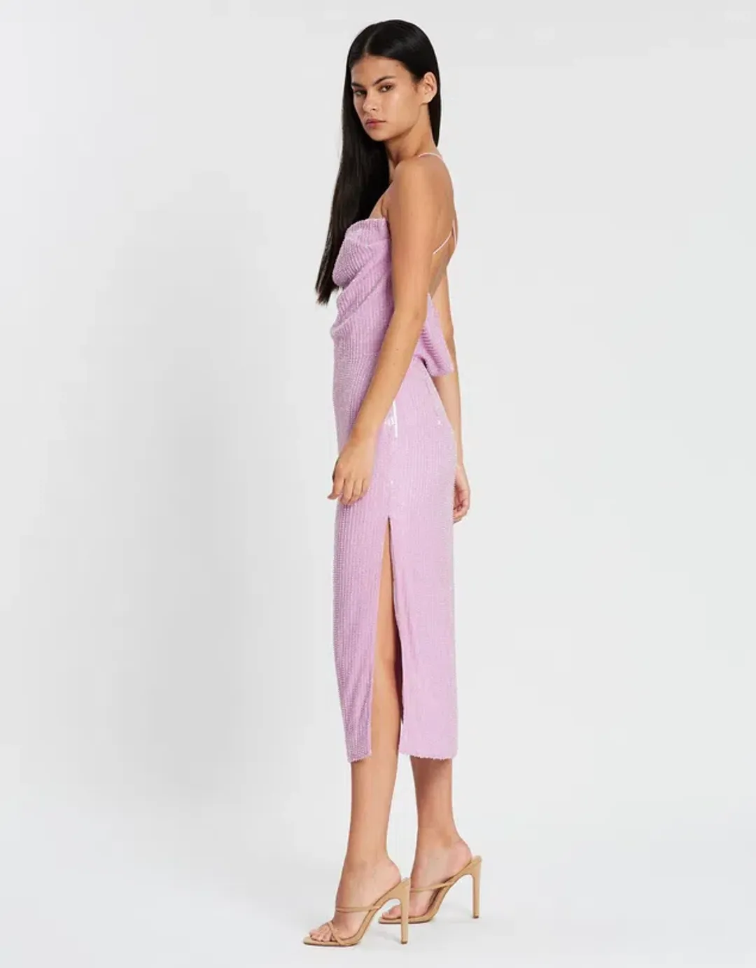 Misha Devon Dress in Lilac Sequin Size 8 for rent on The Volte - main image