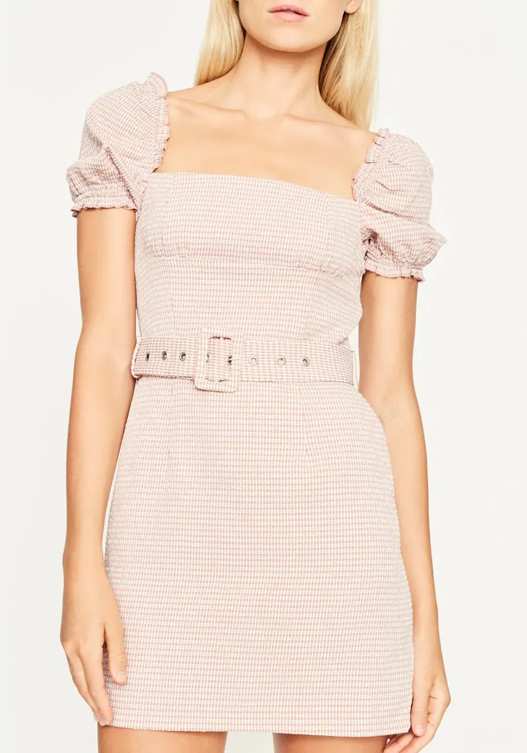 Hansen and Gretel Carlisle Dress in Blush Check Size 8 for rent on The Volte - main image