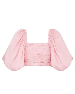 Aje Myriad Puff Sleeve Cropped Top & Tiered Mini Skirt Set Pink Size 4 for rent on The Volte - image 2