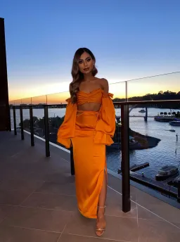 Khirzad Femme Gitamena Corset Top and Desnudo Skirt Set Orange Size XXS / Au 4 for rent on The Volte - image 1