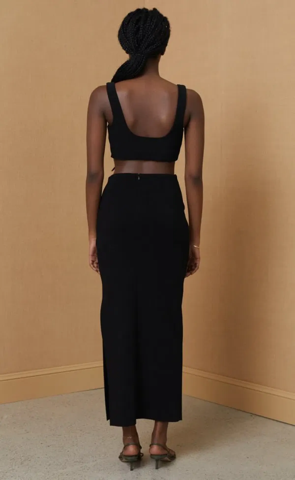 Bec & Bridge Clover Crop Top Size 10 and Midi Skirt Size 8 Set Black - Image 2