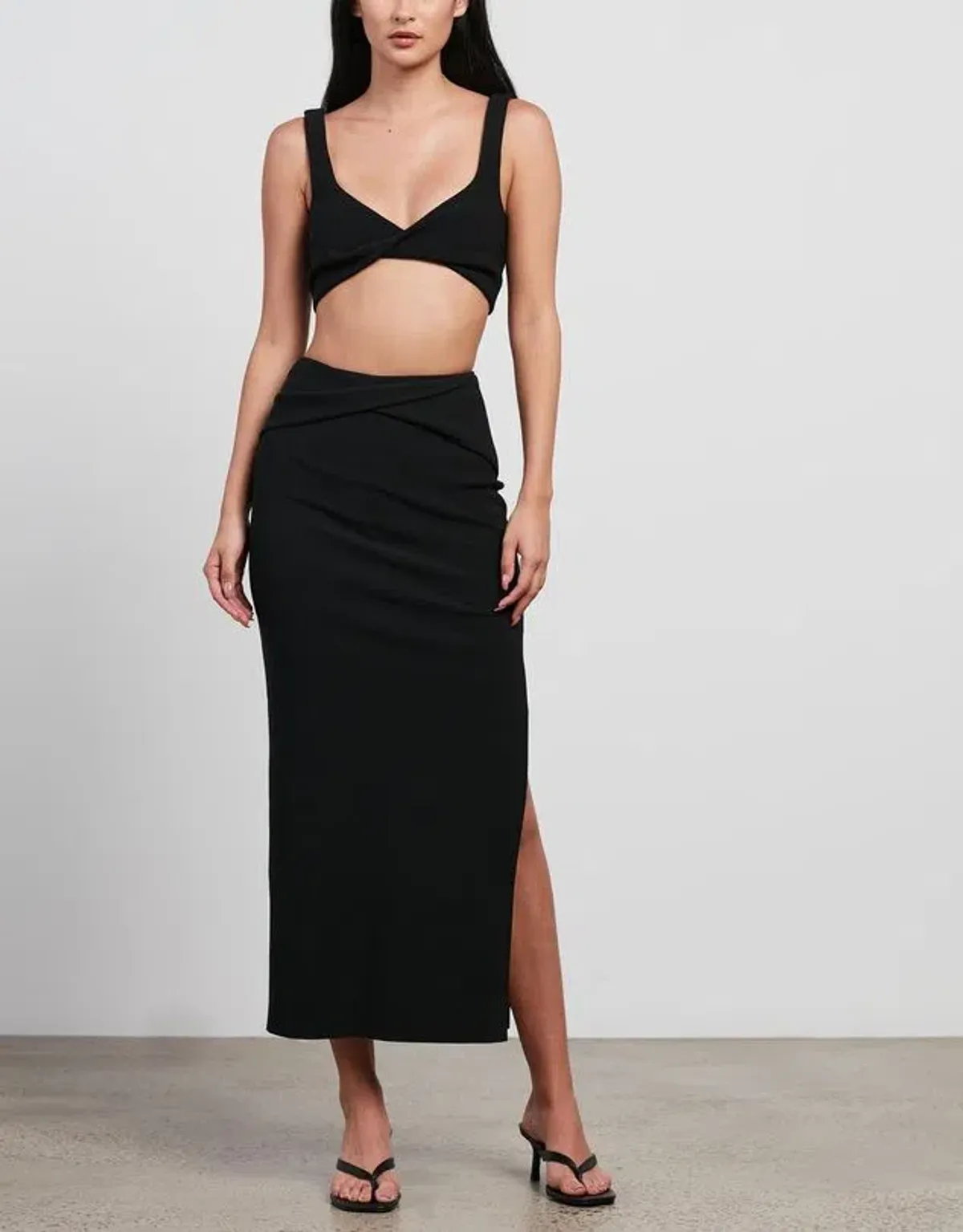 Bec & Bridge Clover Crop Top Size 10 and Midi Skirt Size 8 Set Black - Image 3