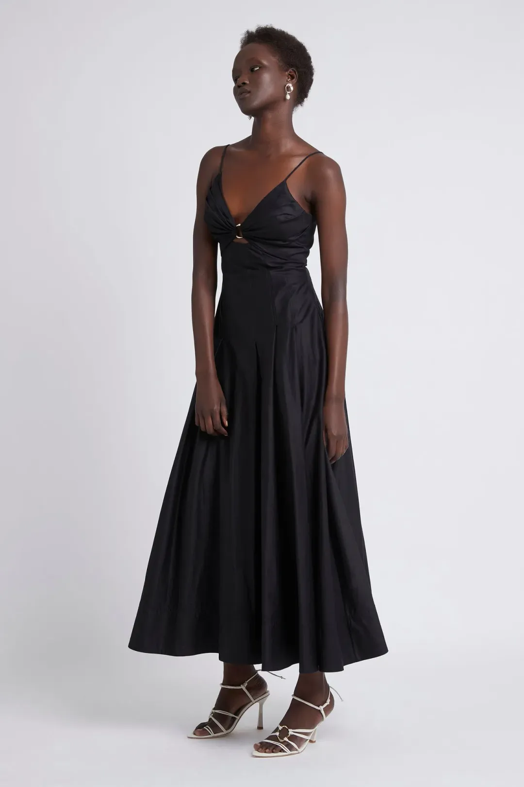 Aje Solstice Strappy Ring Midi Dress Black Size 8 for rent on The Volte - main image