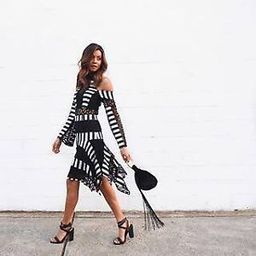 Thurley Candystripe Dress Black/White Size 12 for rent on The Volte - image 2