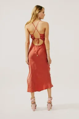 Suboo Georgia Twist Front Slip Dress Rust Size 8 for rent on The Volte - image 2