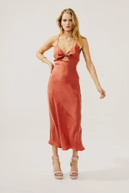 Suboo Georgia Twist Front Slip Dress Rust Size 8 for rent on The Volte - image 1