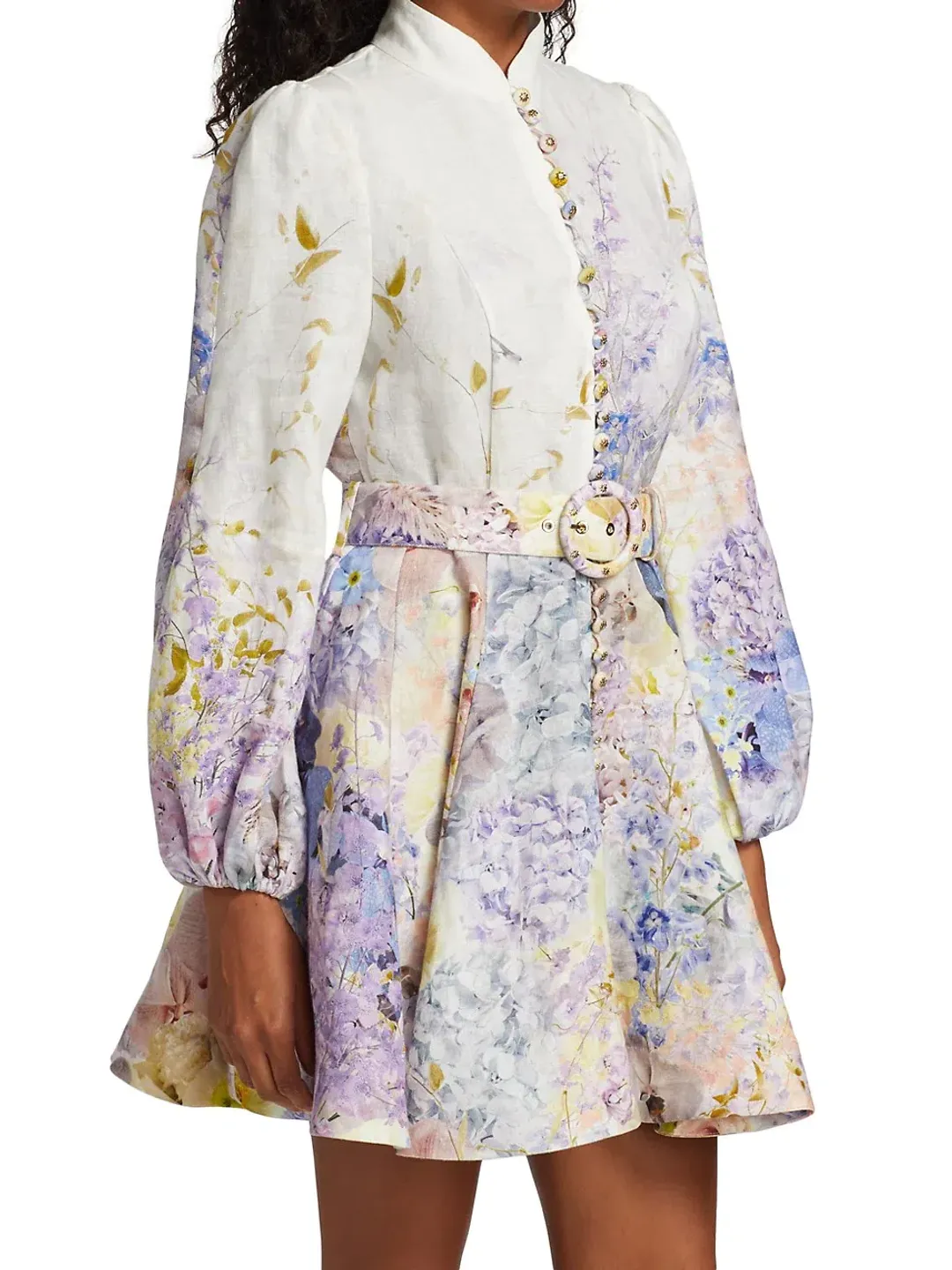 Zimmermann Rhythmic Buttoned Mini Dress Print Size 0/Au 8 for rent on The Volte - main image