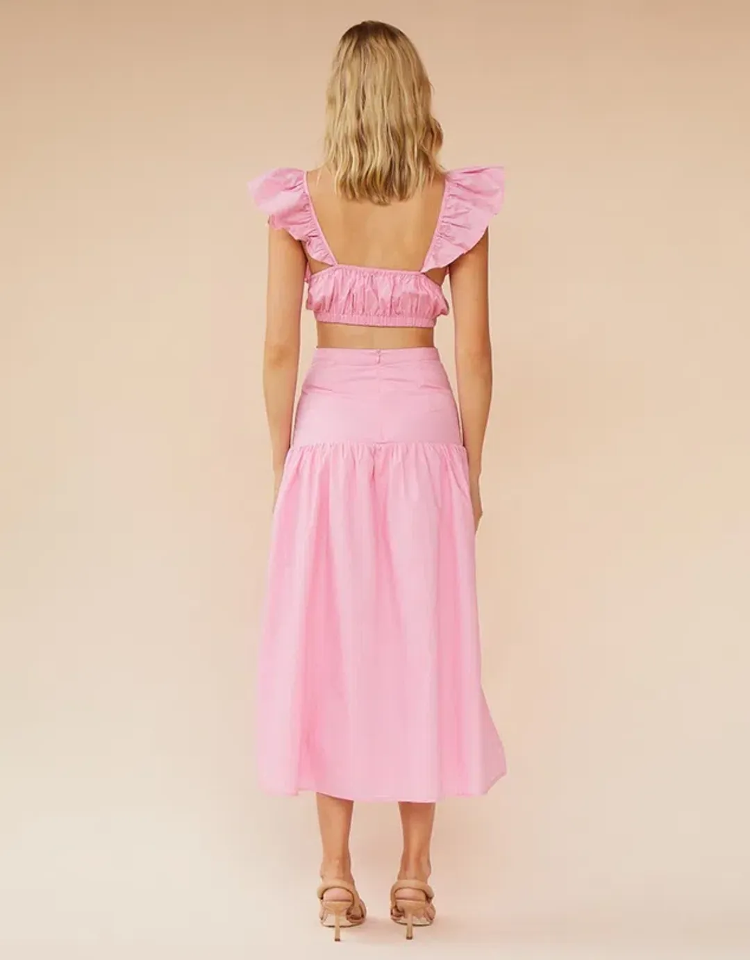 Suboo Rosanna Cut-Out Ruffle Maxi Dress Pink Size 10 for rent on The Volte - main image