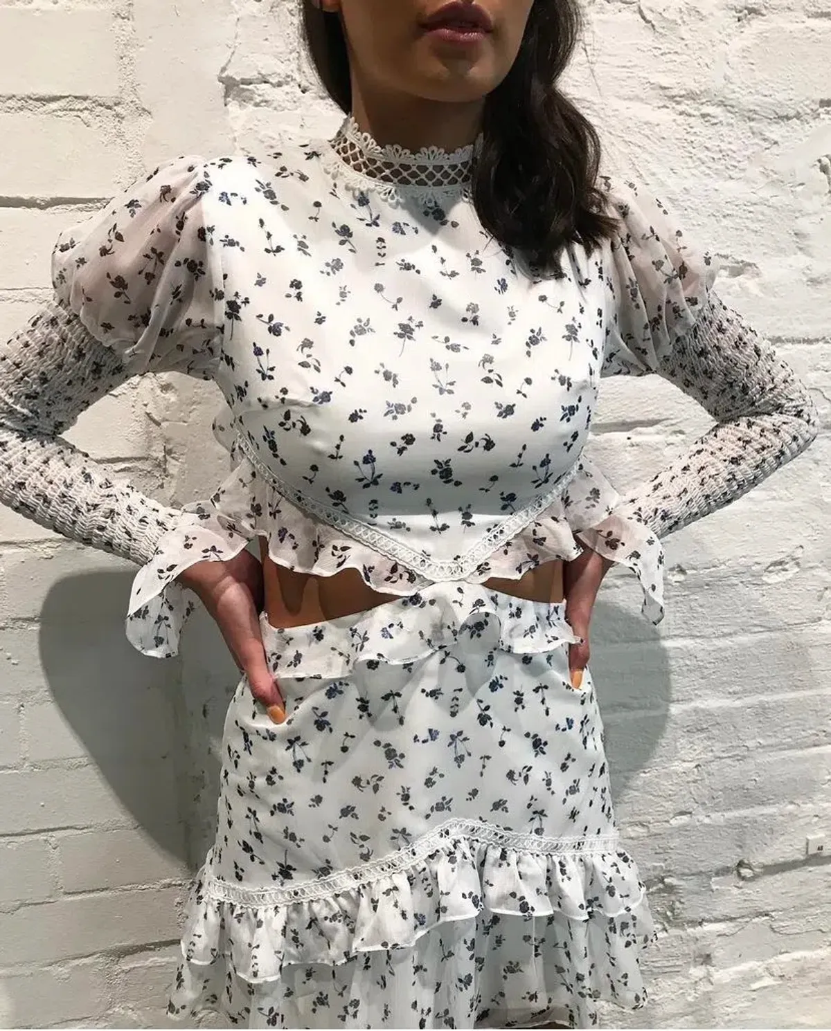 By Nicola Floral Gathered Cut Out Dress Print Size 8 - Image 2