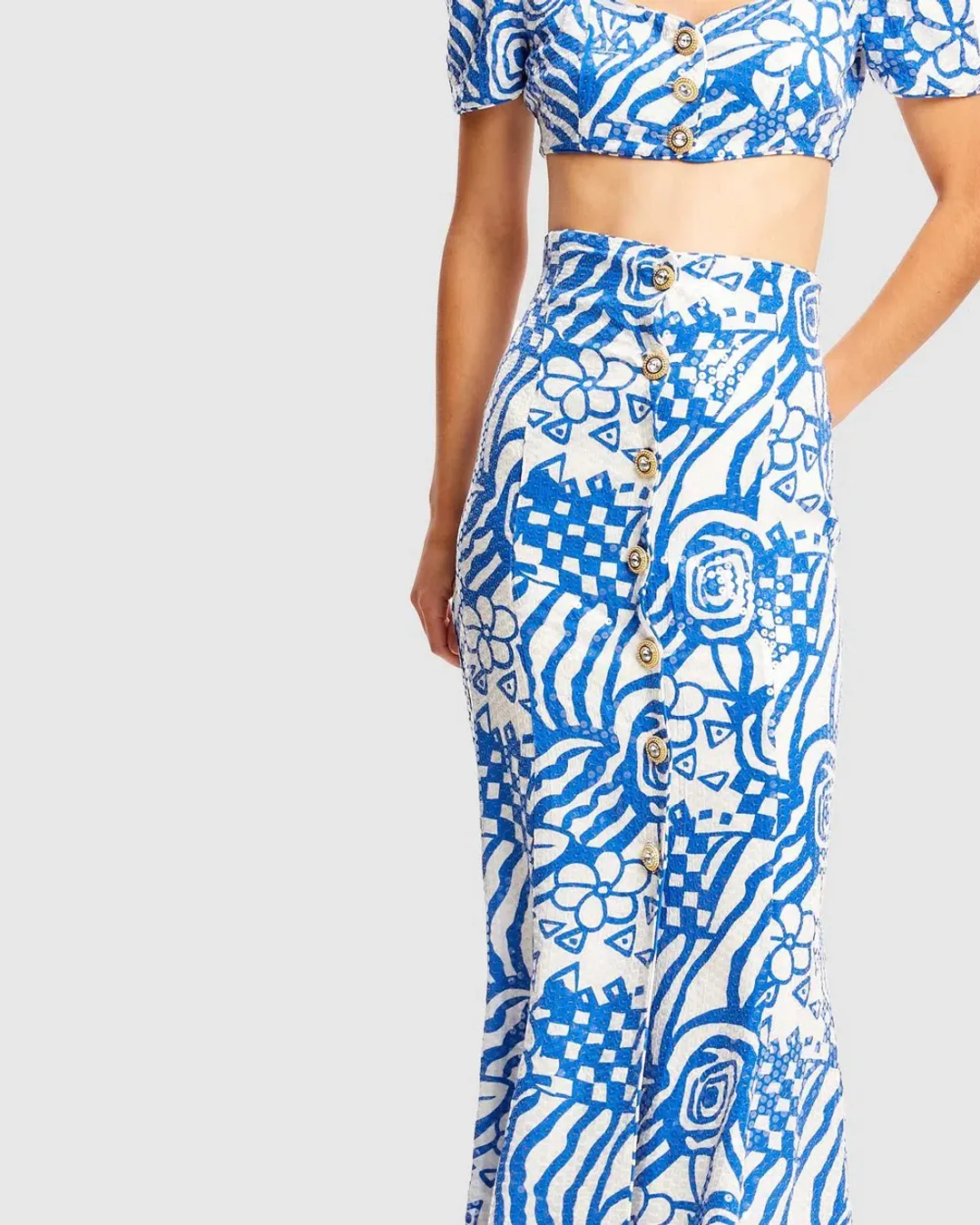 Alice McCall Daisy Daze Crop Top and Skirt Set Print Size 6 for rent on The Volte - main image