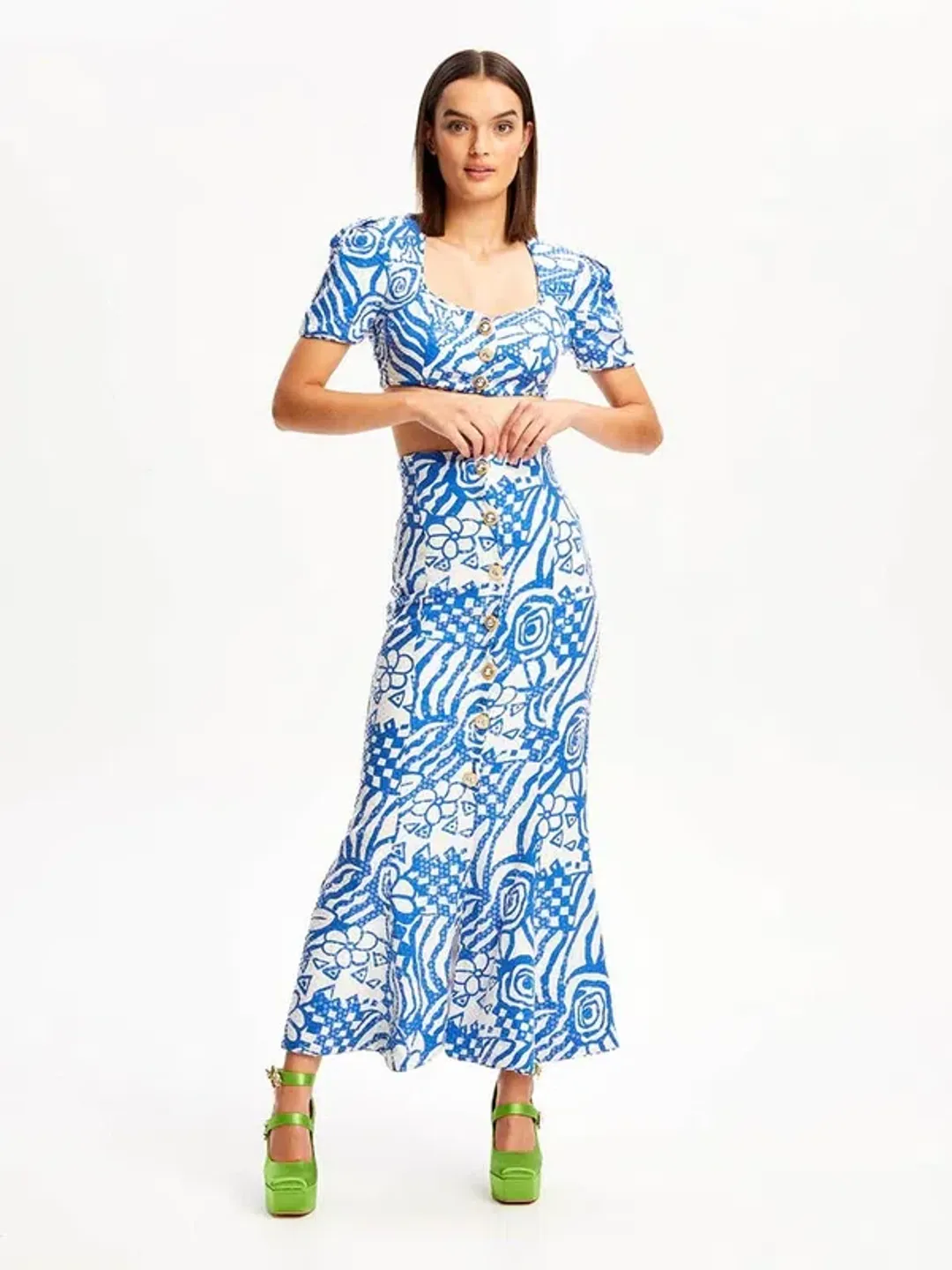 Alice McCall Daisy Daze Crop Top and Skirt Set Print Size 6 for rent on The Volte - main image