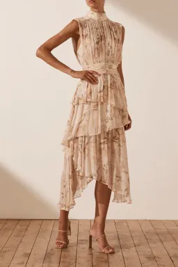 Shona Joy Nina Sleeveless Ruched Midi Dress Print Size 8 for rent on The Volte - image 2