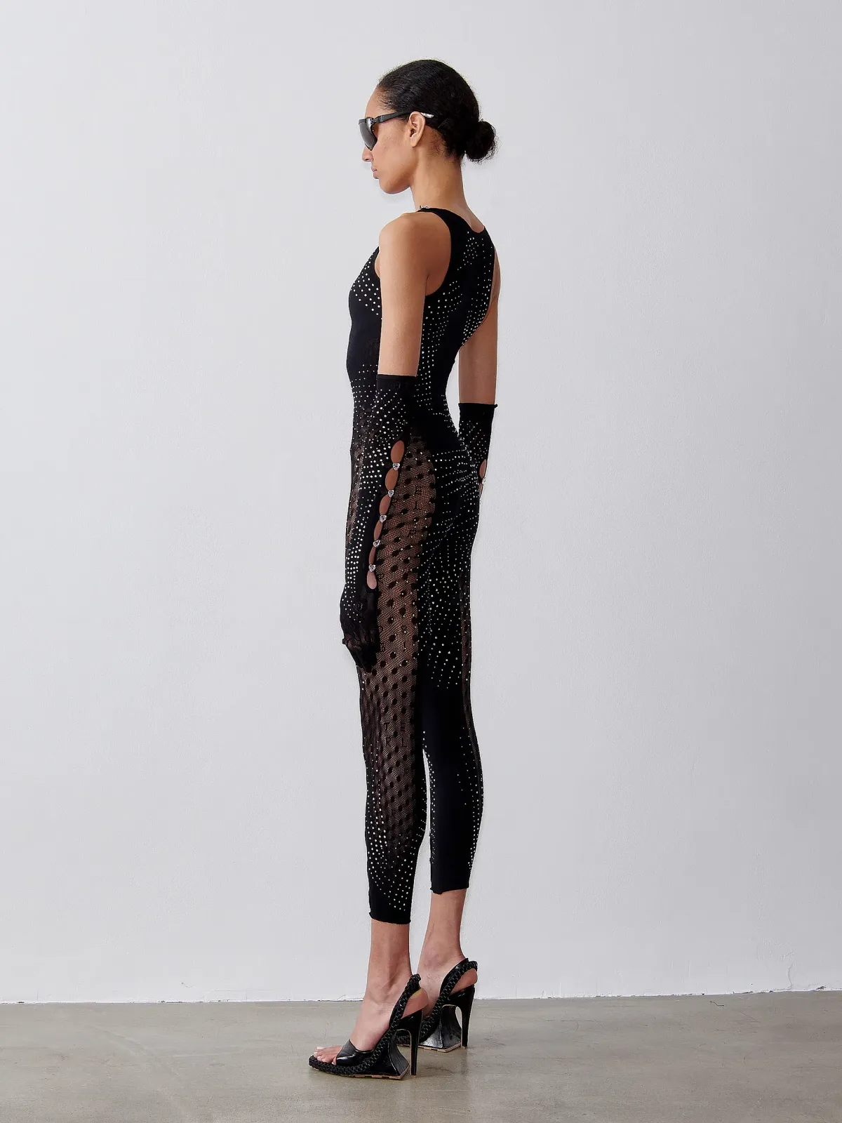 Poster Girl Rhinestoned Janice Jumpsuit in Jet Black One Size - Image 2
