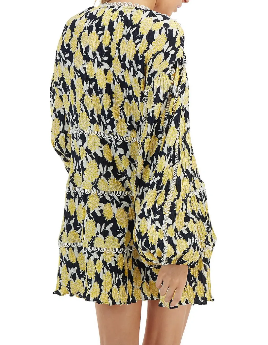 C/MEO Collective Enlight Long Sleeve Mini Smock Dress Marigold Floral Size 10 for rent on The Volte - main image