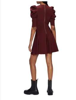 Ted Baker Lorna Puff Sleeve Knitted Skater Dress Burgundy Size 2 for rent on The Volte - image 4