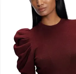 Ted Baker Lorna Puff Sleeve Knitted Skater Dress Burgundy Size 2 for rent on The Volte - image 7