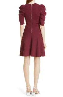Ted Baker Lorna Puff Sleeve Knitted Skater Dress Burgundy Size 2 for rent on The Volte - image 2