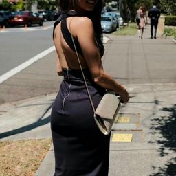 Nicholas Ponte Wrap Halter Dress (Navy) - Size 8 for rent on The Volte - image 4