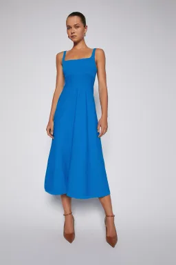 Scanlan Theodore Crepe Knit Square Neck Dress Azure Blue Size 6 for rent on The Volte - image 1